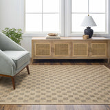 Jurek Beige & Brown Checkered Outdoor Area Rug - Ornate Home