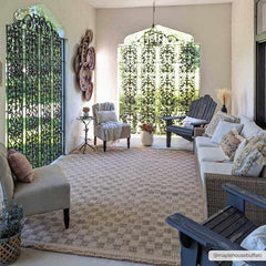 Jurek Beige Checkered Outdoor Area Rug - Ornate Home