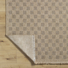 Jurek Beige Checkered Outdoor Area Rug - Ornate Home