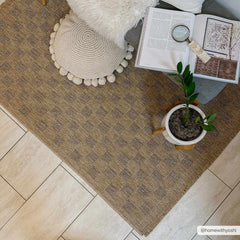 Jurek Beige Checkered Outdoor Area Rug - Ornate Home