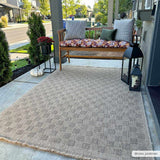 Jurek Beige Checkered Outdoor Area Rug - Ornate Home