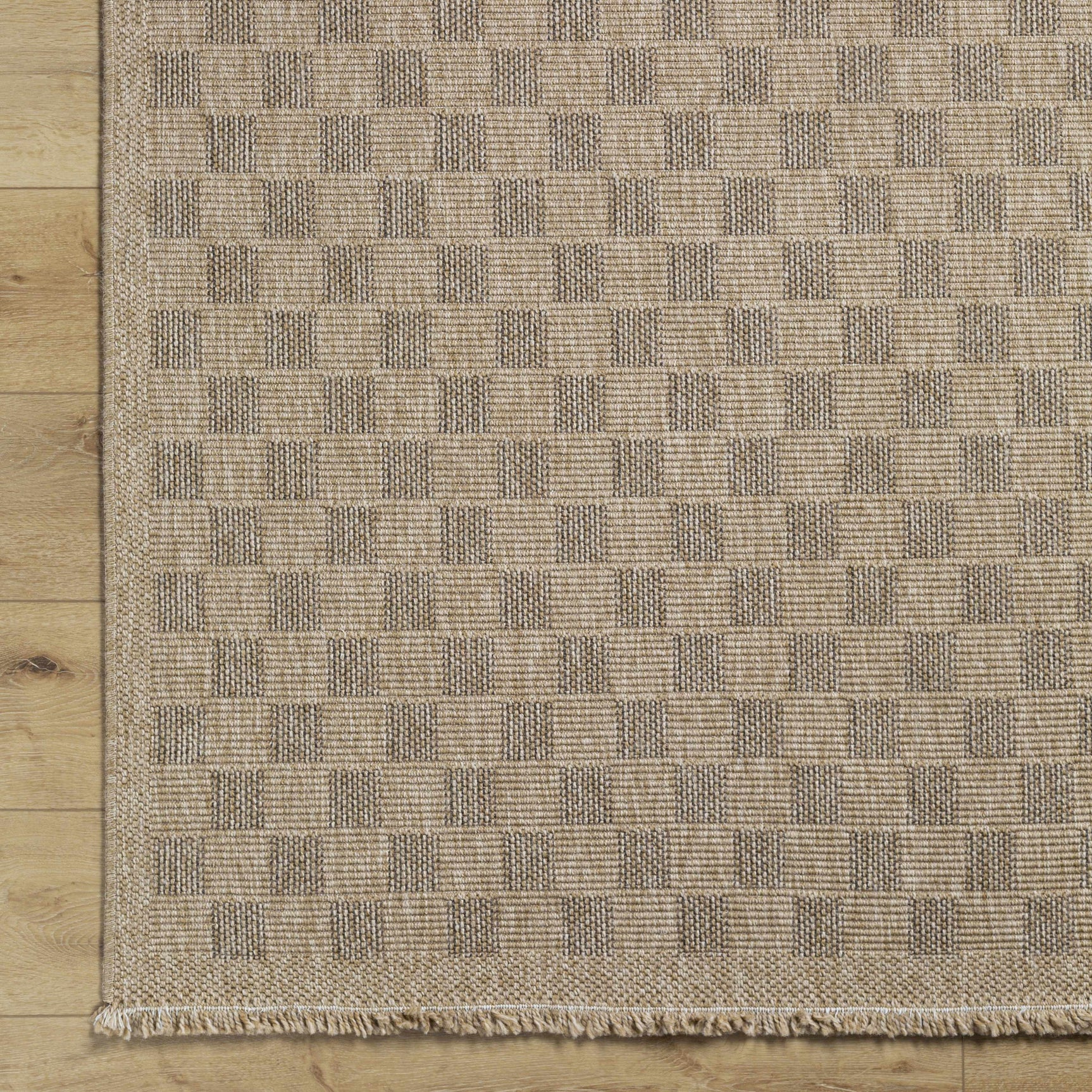 Jurek Beige Checkered Outdoor Area Rug - Ornate Home