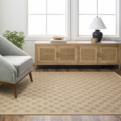 Jurek Beige Checkered Outdoor Area Rug - Ornate Home