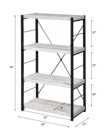 Jurgen Antique White & Black Bookshelf - Ornate Home