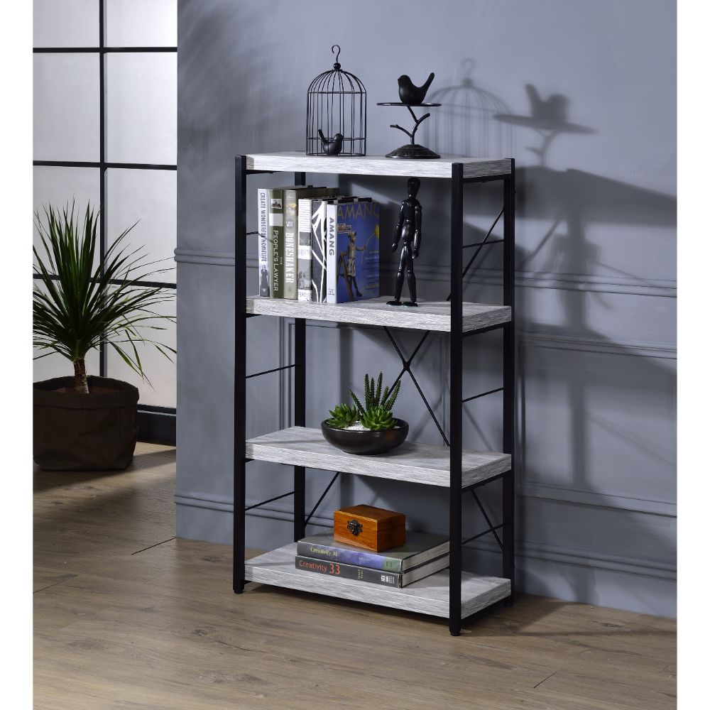 Jurgen Antique White & Black Bookshelf - Ornate Home