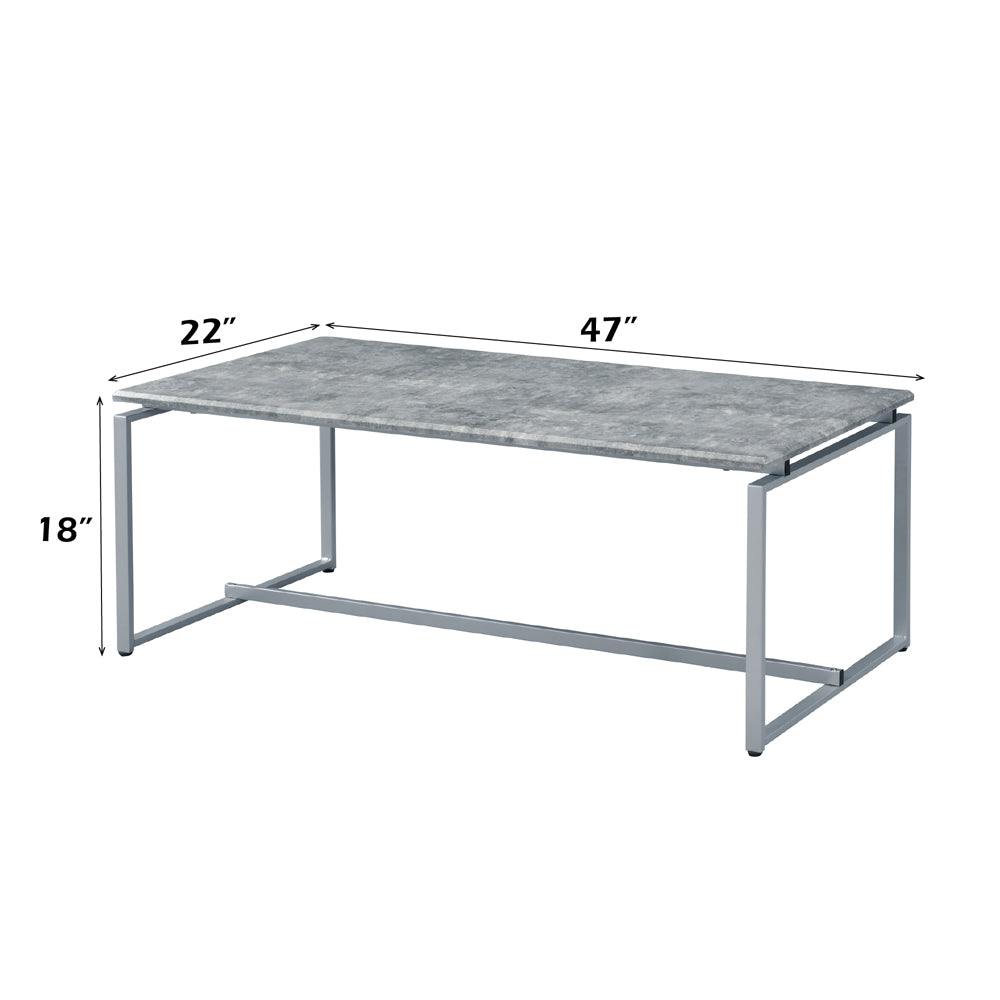 Jurgen Faux Concrete & Silver 3Pc Pack Coffee/End Set - Ornate Home