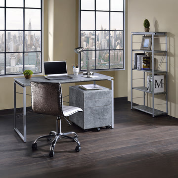Jurgen Faux Concrete & Silver Bookshelf - Ornate Home
