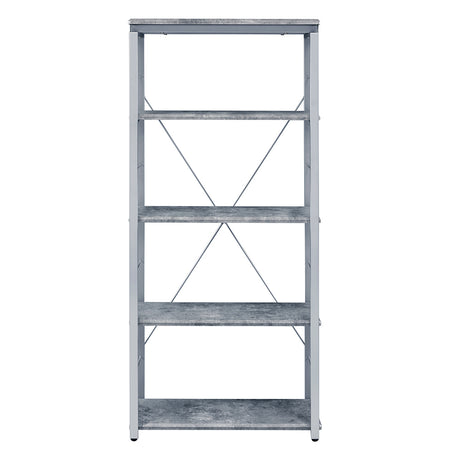 Jurgen Faux Concrete & Silver Bookshelf - Ornate Home