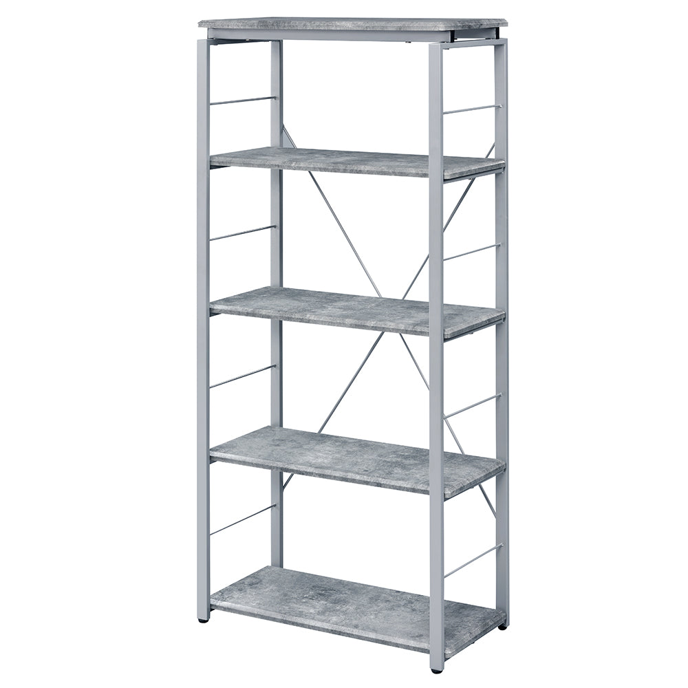 Jurgen Faux Concrete & Silver Bookshelf - Ornate Home