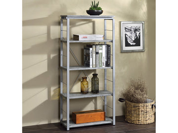Jurgen Faux Concrete & Silver Bookshelf - Ornate Home