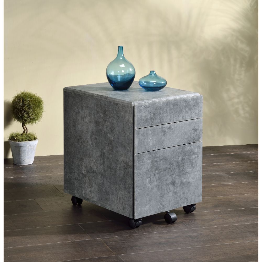 Jurgen Faux Concrete & Silver File Cabinet - Ornate Home