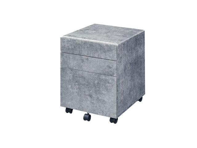 Jurgen Faux Concrete & Silver File Cabinet - Ornate Home