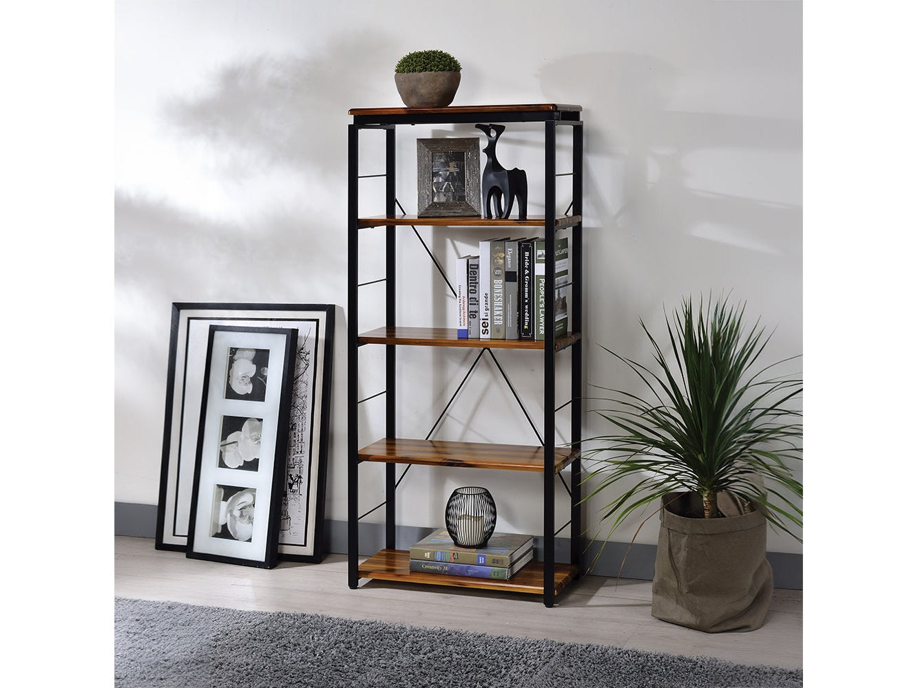 Jurgen Oak & Black Bookshelf - Ornate Home