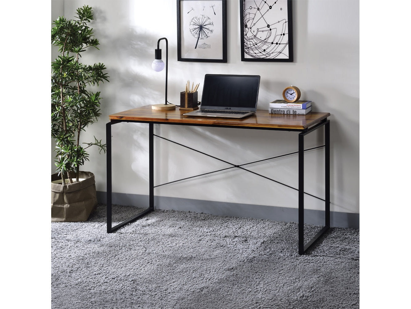 Jurgen Oak & Black Desk - Ornate Home