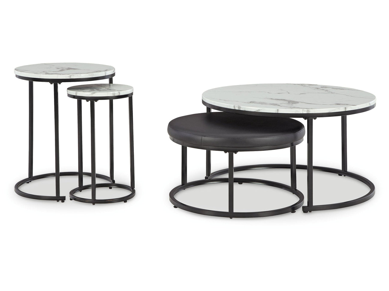 Jusmour Black/White Occasional Table Set (Set of 4) (Online Special Price) - Ornate Home