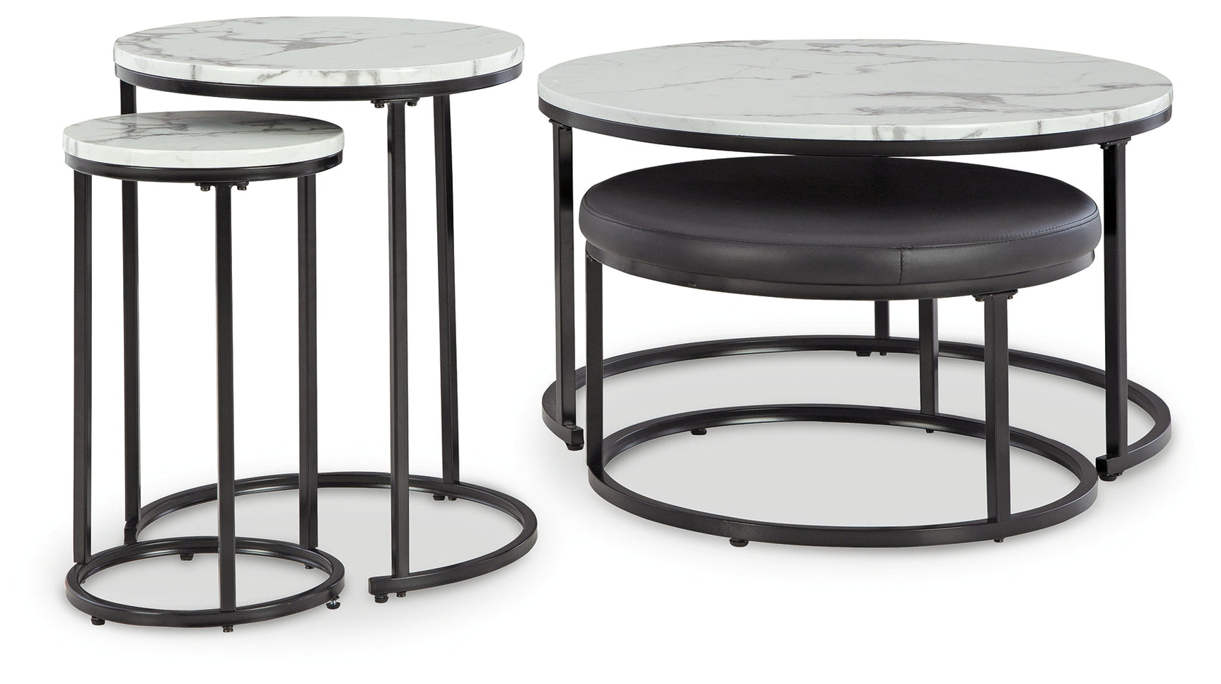 Jusmour Black/White Occasional Table Set (Set of 4) - Ornate Home