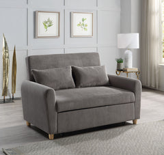 Justine Brown 54"W Corduroy Convertible Sleeper Loveseat - Ornate Home