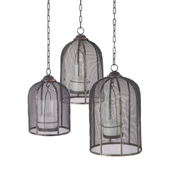 Jutland Black Metal Bird Cage Candle Holder Lanterns (Set of 3) - Ornate Home