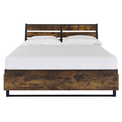 Juvanth Rustic Oak & Black Finish Bed Frame w/6 Storage Drawers - Ornate Home