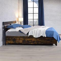Juvanth Rustic Oak & Black Finish Bed Frame w/6 Storage Drawers - Ornate Home