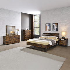 Juvanth Rustic Oak & Black Finish Dresser w/6 Drawers - Ornate Home