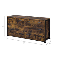 Juvanth Rustic Oak & Black Finish Dresser w/6 Drawers - Ornate Home