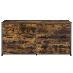 Juvanth Rustic Oak & Black Finish Dresser w/6 Drawers - Ornate Home