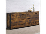Juvanth Rustic Oak & Black Finish Dresser w/6 Drawers - Ornate Home