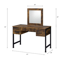 Juvanth Rustic Oak & Black Finish Juvanth Vanity Desk w/4 Drawers - Ornate Home