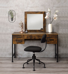 Juvanth Rustic Oak & Black Finish Juvanth Vanity Desk w/4 Drawers - Ornate Home