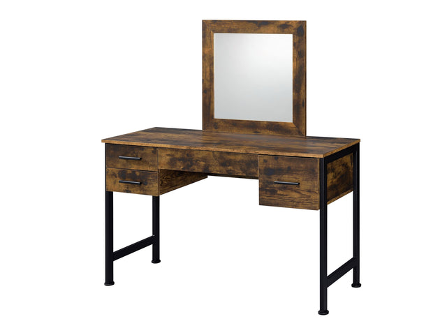 Juvanth Rustic Oak & Black Finish Juvanth Vanity Desk w/4 Drawers - Ornate Home