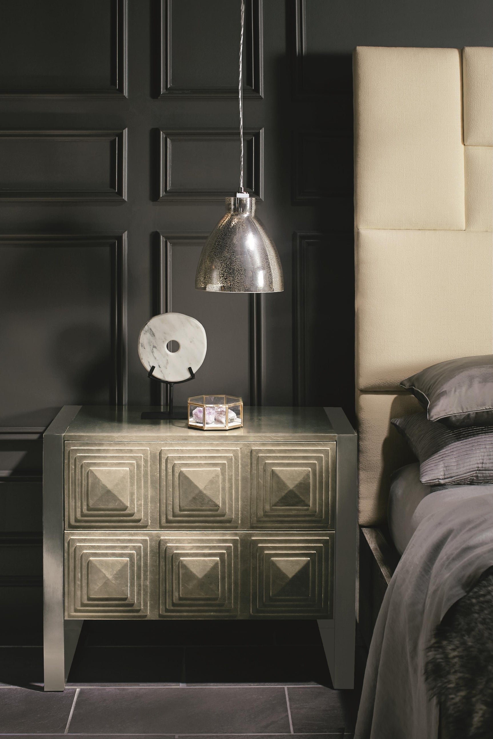 Mosaic Dark Taupe King Panel Bed