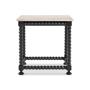 Cordova White/Beige Marble Side Table