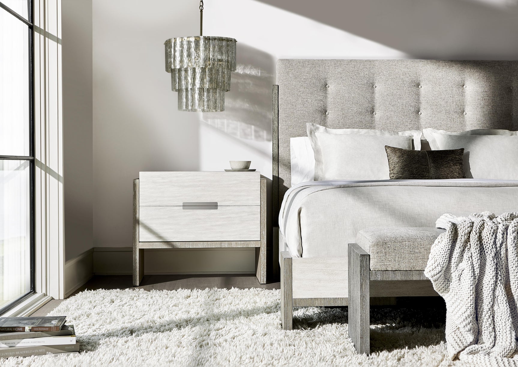 Foundations Light Shale Queen Panel Bed