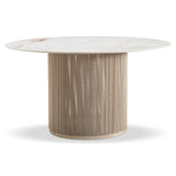 Trellis White/Beige Marble Outdoor Dining Table