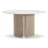 Trellis White/Beige Marble Outdoor Dining Table