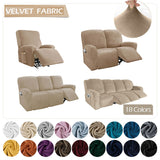KAS Elastic Recliner Sofa Cover in Velvet Fabric - Fits 1/2/3/4 Seats - Ideal for Lazy Boy Recliner Chairs - Ornate Home