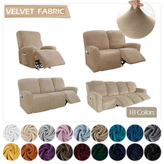 KAS Elastic Recliner Sofa Cover in Velvet Fabric - Fits 1/2/3/4 Seats - Ideal for Lazy Boy Recliner Chairs - Ornate Home