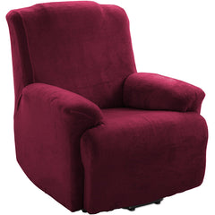 KAS Soft Plush Velvet Recliner Chair Cover - Fleece Armchair Slipcover with Pocket - 4 Pieces Furniture Cover Protector for Reclining Chair - Ornate Home