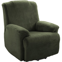 KAS Soft Plush Velvet Recliner Chair Cover - Fleece Armchair Slipcover with Pocket - 4 Pieces Furniture Cover Protector for Reclining Chair - Ornate Home