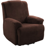 KAS Soft Plush Velvet Recliner Chair Cover - Fleece Armchair Slipcover with Pocket - 4 Pieces Furniture Cover Protector for Reclining Chair - Ornate Home