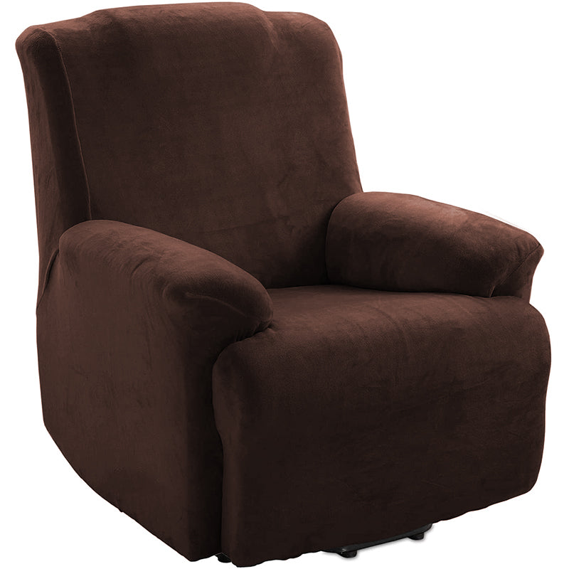 KAS Soft Plush Velvet Recliner Chair Cover - Fleece Armchair Slipcover with Pocket - 4 Pieces Furniture Cover Protector for Reclining Chair - Ornate Home