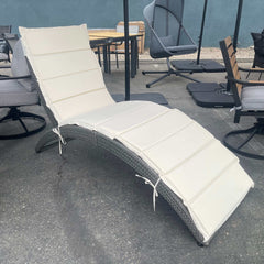 KD-OS1104GW  White/Gray Outdoor Chaise Lounge w/ Cushion - Ornate Home