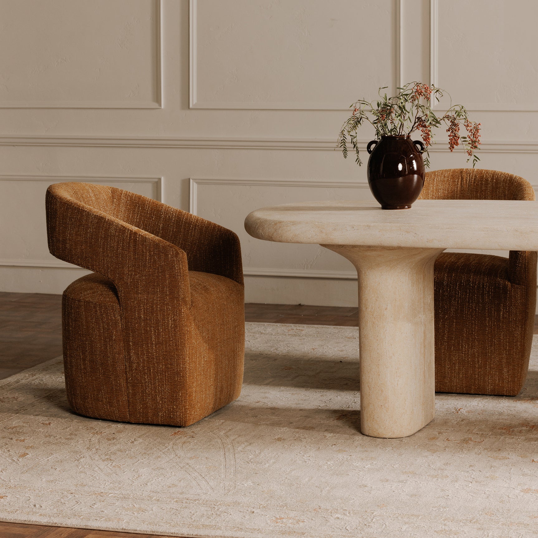 Barrow Amber Glow Rolling Dining Chair