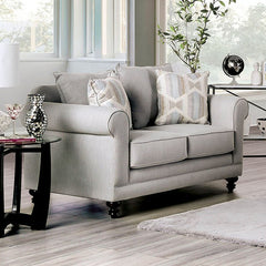 Kacey Light Gray/Powder Blue/Pale Plum Loveseat - Ornate Home