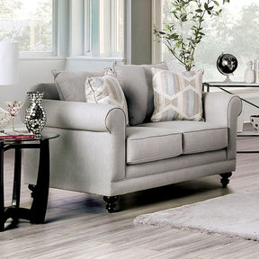 Kacey Light Gray/Powder Blue/Pale Plum Loveseat - Ornate Home