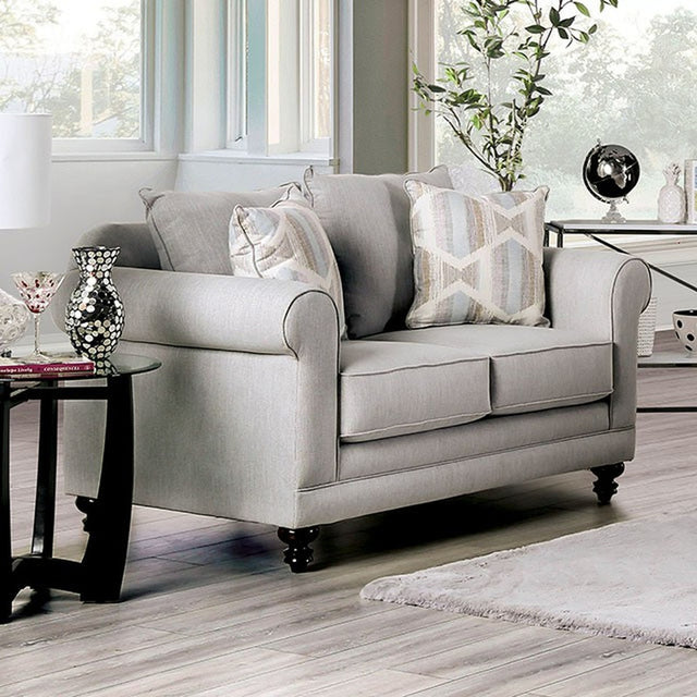Kacey Light Gray/Powder Blue/Pale Plum Loveseat - Ornate Home