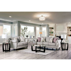 Kacey Light Gray/Powder Blue/Pale Plum Loveseat - Ornate Home