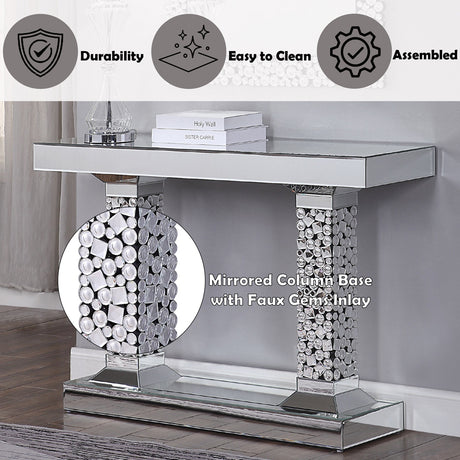 Kachina Mirrored & Faux Gems Console Table - Ornate Home