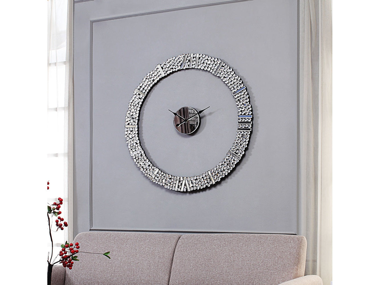 Kachina Mirrored & Faux Gems Wall Clock - Ornate Home